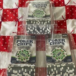 New Never Used Seahawks NFL Silver Poker Chips Sets Total 60 Chips
